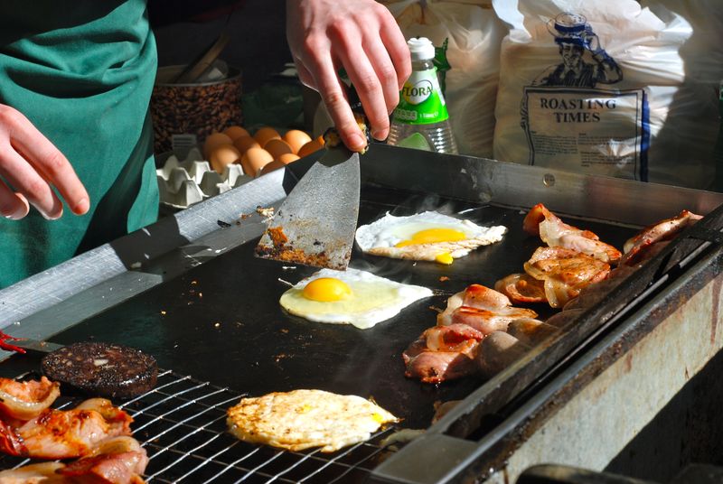 Preparing eggs at Barnes market Preparing eggs at Barnes market