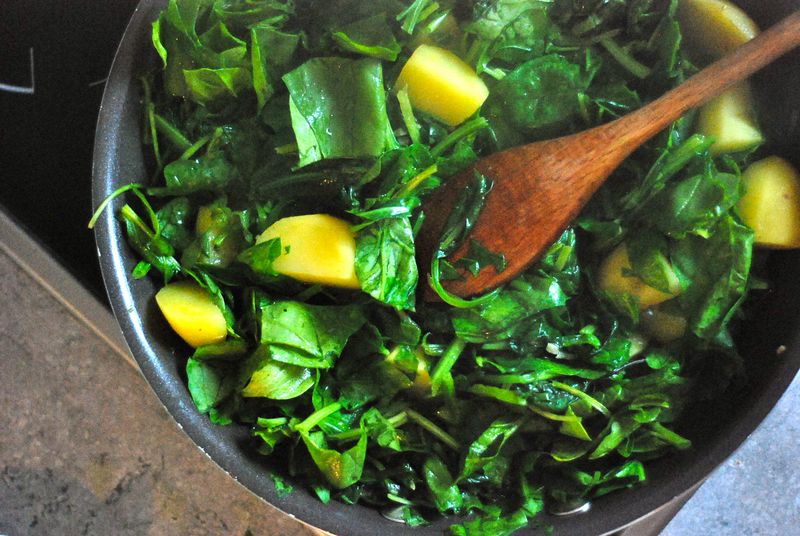 Fresh spinach and potatoes Fresh spinach and potatoes