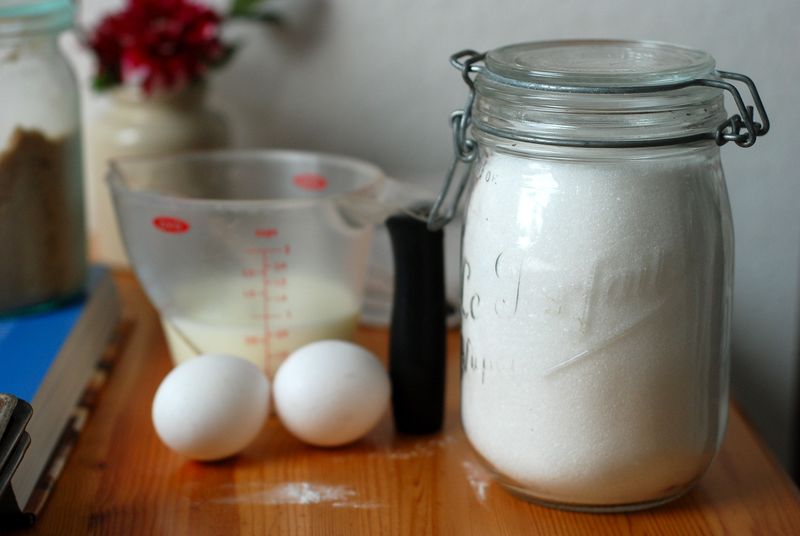 Banana bread mise en place Banana bread mise en place