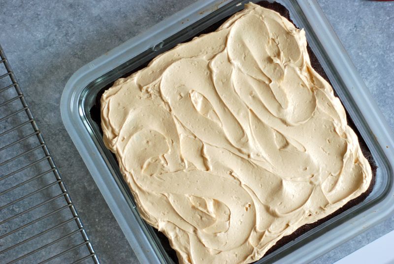 Bittersweet brownies with salted peanut butter frosting Bittersweet brownies with salted peanut butter frosting