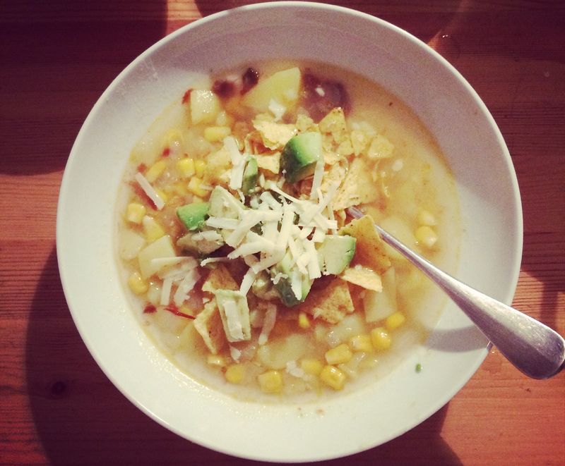 Potato, chile and corn soup Potato, chile and corn soup