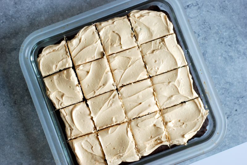 Bittersweet Brownies with Peanut Butter Frosting Bittersweet Brownies with Peanut Butter Frosting