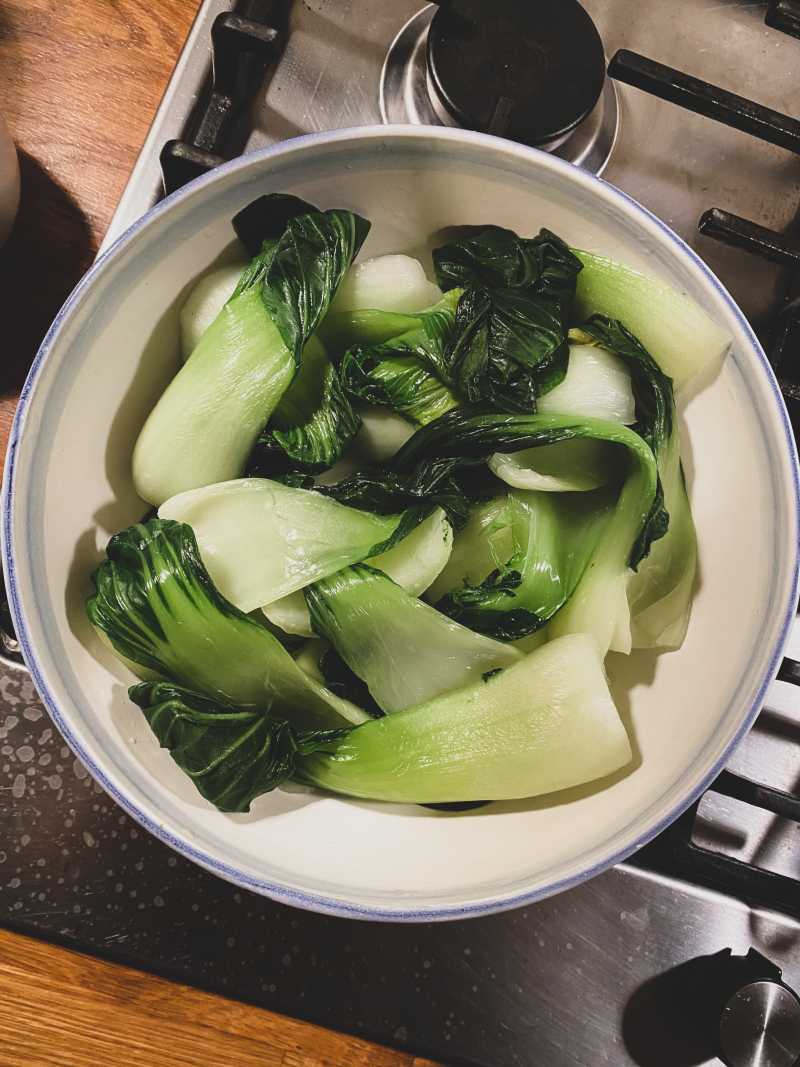 Blanched bok choy Blanched bok choy